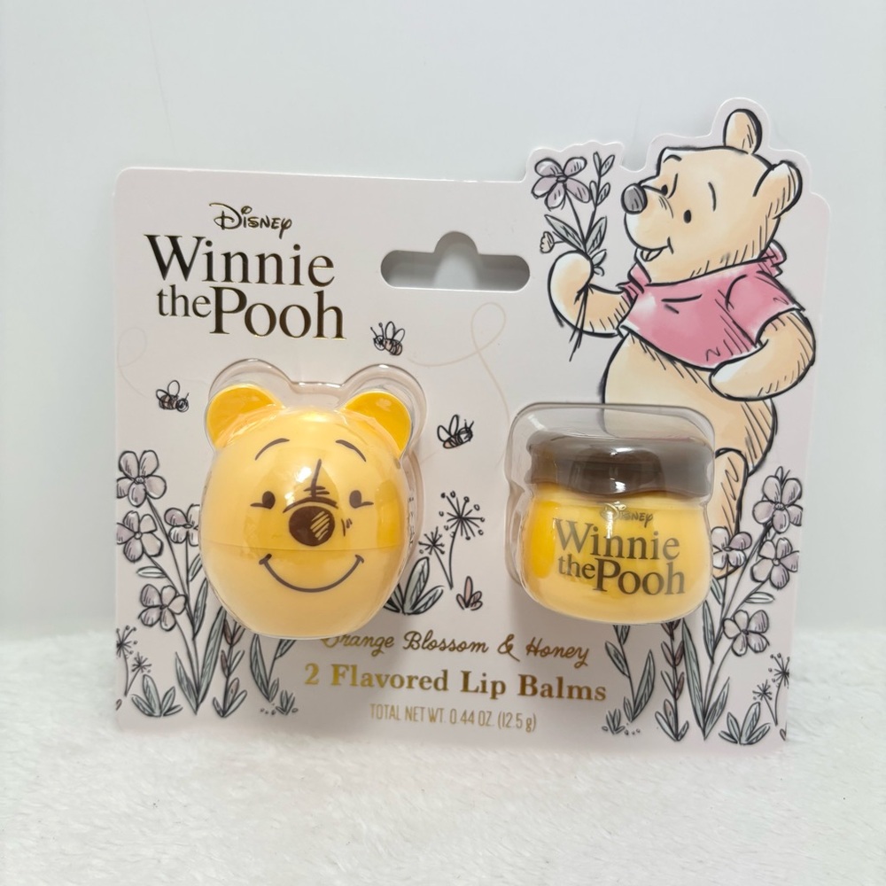 Disney Winnie the Pooh Orange and Yellow Lip Balm flavored Duo NWT honey jar